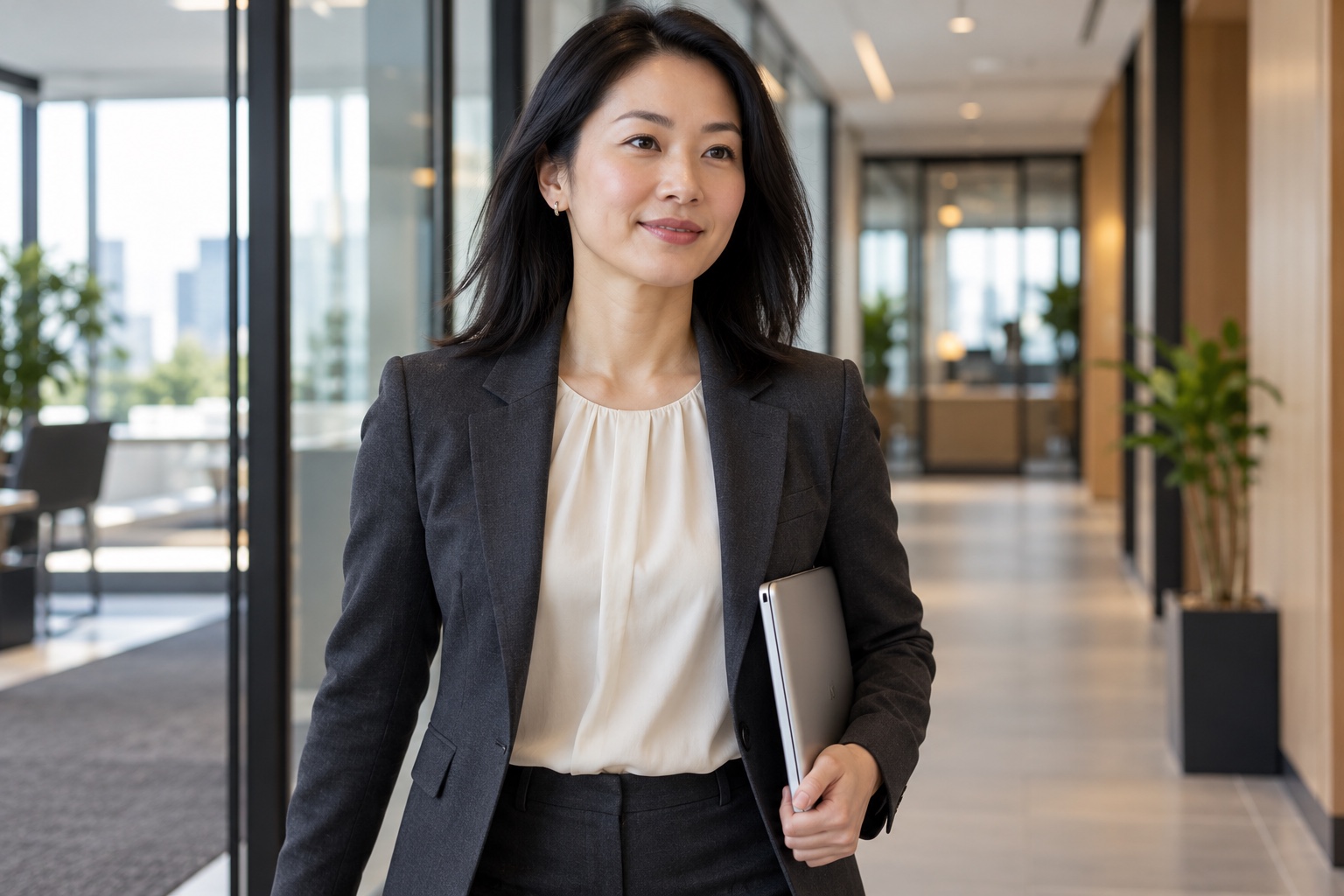 Accounting professional walking through a contemporary office